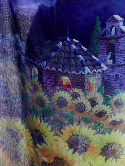 ШЕЛК ХЛОПОК ВИСКОЗА Большой, красивый двусторонний платок с рисунком в стиле арт-декои необычной текстурой ткани