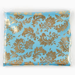 Ткань для рукоделия, атлас, лоскут золотой узор на голубом, 50 × 75 см