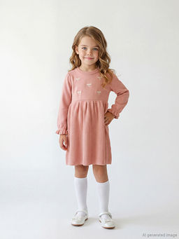 Standart Kal?p Nak??l? K?z Bebek Triko Elbise