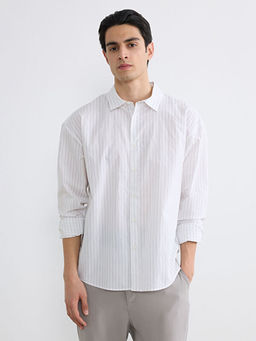 Regular Fit ?izgili Poplin Erkek G?mlek