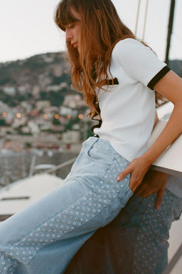 Z1975 WIDE-LEG HIGH-WAIST JEANS WITH CUTWORK EMBROIDERY - Zara фото 2