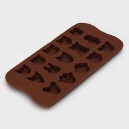 Форма для конфет и шоколада Доляна Мордашки, силикон, 21?10.5 см, 15 ячеек (2.5?2.3 см), коричневая  фото 4