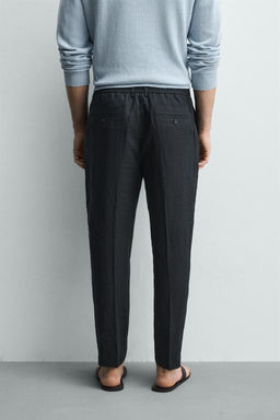 PANTAL?N REGULAR FIT 100% LINO / Marino - Zara фото 8