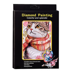 Мозаика алмазная "Котик в шарфе" 15*20см