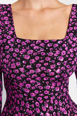 TRENDYOLMILLA Kahverengi Cicekli A Kesim F?rf?rl? %100 Viskon Dokuma Elbise TWOAW24EL00755  фото 5