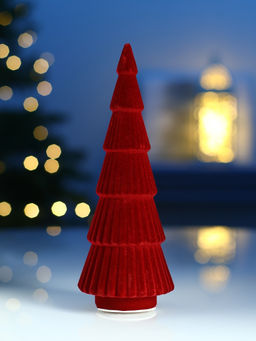 Фигура светодиодная «Ёлка красная бархатная», 5 LED, 23 см, от батареек AG13×3, свечение тёплое белое