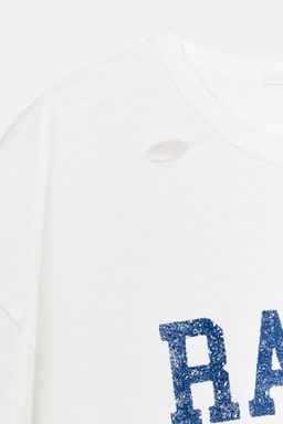 CAMISETA OVERSIZE ROTOS TEXTO / Blanco roto - Zara фото 6