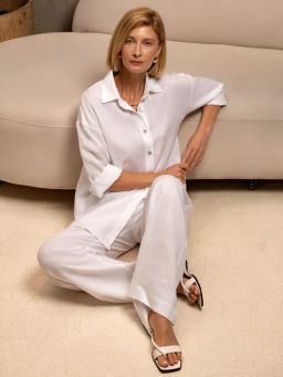 Рубашка женская Лён Белый - Modamica фото 12