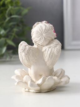 Фигурка гипс Ангел на цветке, 8.5?7.5?7 см, перламутр
