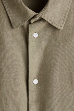 Camisa de manga corta en mezcla de lino Loose Fit - H&m фото 4