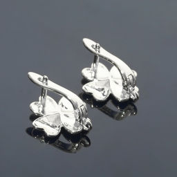 Швензы родированные «Клевер» сердце,  цвет серебро