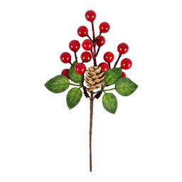 Blumentag VDF-136 Веточка с шишкой и ягодами 3 х 1 шт. 20 см 01