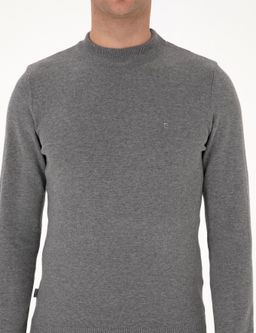 Gri Melanj Slim Fit _eyrek Yaka Basic Triko Kazak - Pierre cardin фото 6