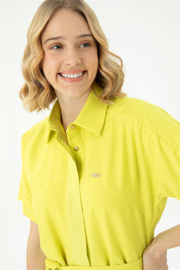 Женское неоново-желтое тканое платье - U.s. polo assn фото 2