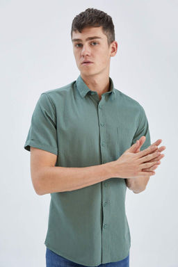 Базовая рубашка Slim Fit с короткими рукавами - Defacto фото 4