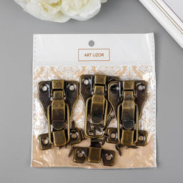 Цена за 3 шт. Замок металл для шкатулок. сундуков бронза + гвозд. 5,8х4х1 см - Арт узор фото 4