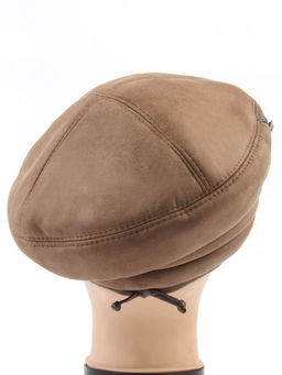 1151-1 KHAKI Берет зимний женский (искусственная замша, искусственный мех)