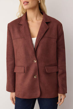 Kahverengi*001 Rahat Kal?p Dokuma Suet Blazer Ceket TWOAW26BC00001