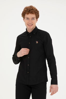 Мужская черная базовая рубашка с длинным рукавом - U.s. polo assn фото 3