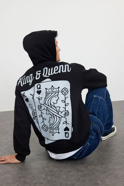 Худи Trendyolmilla Oversize с капюшоном черный с флисом