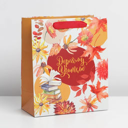 Пакет ламинированный вертикальный Дорогому учителю, ML 27 23 11,5 см