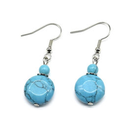 Серьги из бирюзы (имитация) круг 14мм