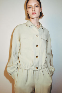 CHAQUETA CORTA BOLSILLOS SOLAPA / Verde agua - Zara фото 2