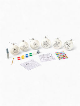 Елочные шары под раскраску «Чудесный подарок», набор для творчества, 7 см, набор 6 шт.+краски