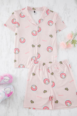 Sar? K?z Cocuk Hayvan Bask?l? Gomlek Yaka Alt Ust Pijama Tak?m? TKDSS25PT00001 - Trendyolmilla фото 3