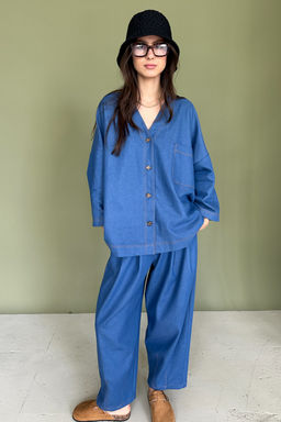 Брюки-бананы DENIM086/01/Синий