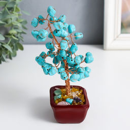 Бонсай декоративный «Денежное дерево с бирюзой», 60 камней, 16×7.5×5.5 см