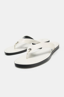 SANDALIA PLANA PIEL / Blanco