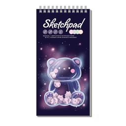 Скетчпад 105х210 мм, 80 л, блок - 3 цвета (серый,белый,кремовый) 80 г/м?, арт. 62766 СТЕКЛЯННЫЙ МИШК