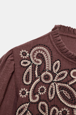 EMBROIDERED BIB BLOUSE - Zara фото 6