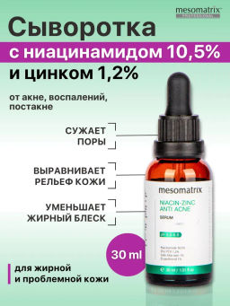 NIACIN-ZINC ANTI ACNE, сыворотка для жирной, проблемной, комбинированной кожи - Mesomatrix фото 8