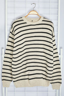 TRENDYOL MAN Lacivert Casual Unisex Oversize Bisiklet Yaka Cizgili Triko Kazak TMNAW25KZ00025 - Trendyolmilla фото 12