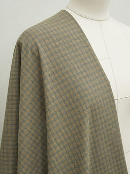 Пестрядь Клетка цв.кофейно-оливковый, ш.1.45м, хлопок-85%, п/э-15%, 150гр/м.кв - Купава фото 2