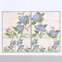 Декупажная карта 2 шт. «Голубая гортензия»