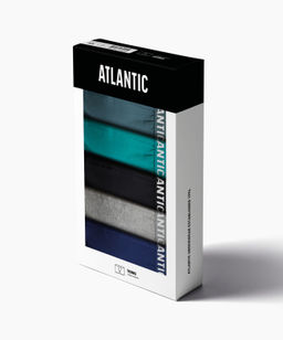 ATLANTIC 5SMH-004 Трусы шорты Solid - набор (5 шт.) морской + бирюзово-зеленый + черный + серый меланж + темно-голубой  фото 9