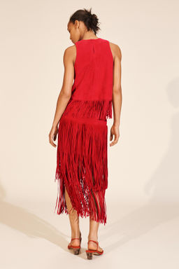 LIMITED EDITION SUEDE LEATHER FRINGE SKIRT - Zara фото 2