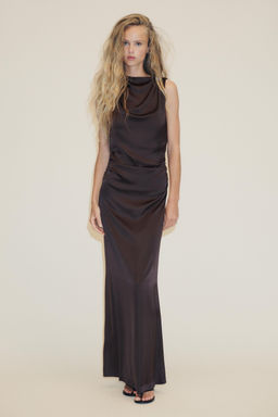 OPEN BACK SATIN LONG DRESS