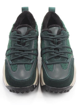 04-XKL23-140R GREEN Кроссовки утепленные женские (натуральная кожа, натуральная замша, байка)
