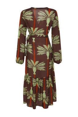Tropikal Desenli Maxi Dokuma Plaj Kimono&Kaftan TBESS23KM00053 - Trendyolmilla фото 8