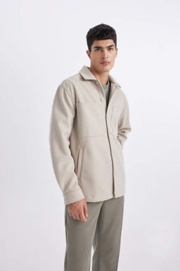 Шерстяная куртка-рубашка с воротником-поло Relax Fit - Defacto фото 5