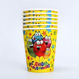 Набор бумажных стаканов С днём рождения, весёлые шарики, 250 мл, 6 шт. - Страна карнавалия фото 4