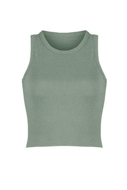 Antrasit-Mint 2li Paket Vucuda Oturan Crop Halter Yaka Fitilli Esnek Orme Atlet TWOSS21AL0058