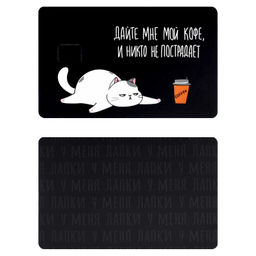 Наклейки на банковскую карту, арт. 71703 / 200 КОТ (2 шт. в наборе, материал наклеек: ПВХ; цвет: белый, чёрный; декор: полноцветная печать; индивидуальная упаковка: подложка с европодвесом из мелованного картона + ПЭТ-пакет)