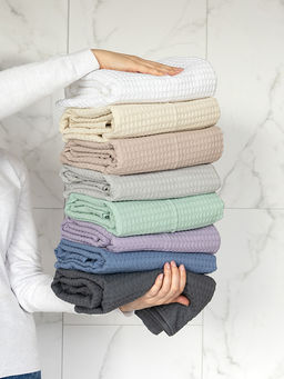 Полотенце для тела 90x150 белый вафельное полотно