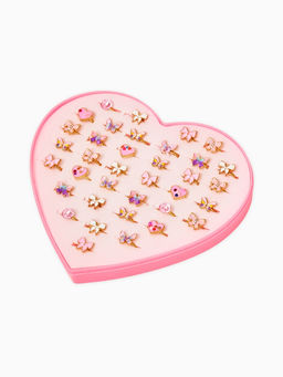 Цена за 36 шт. Кольцо «Выбражулька. Нежность», безразмерное, форма микс, бело-розовое в золоте