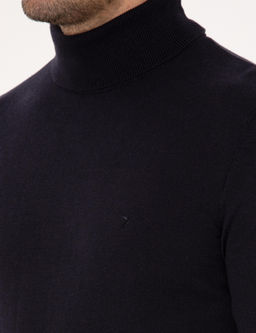 Lacivert Slim Fit Pamuk Kar___ml_ Bal_k__ Yaka Basic Triko Kazak - Cacharel фото 7